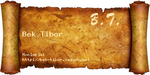 Bek Tibor névjegykártya